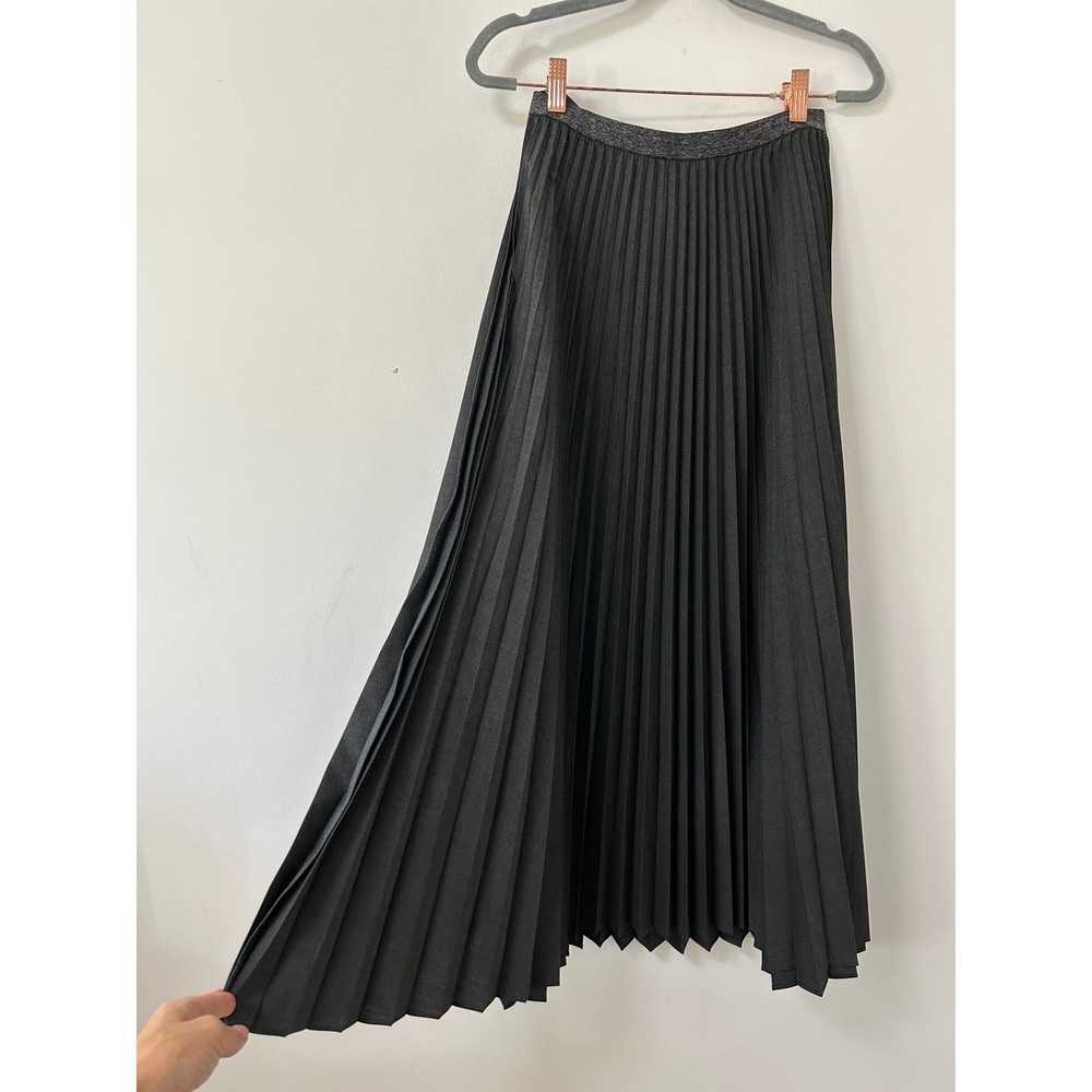 Uniqlo C Pleated Maxi Skirt Women Size Small Gray Minimalist Pull On Stretch